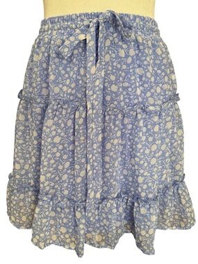 Sienna Sky Blue Ruffled Floral Mini Skirt Size Medium